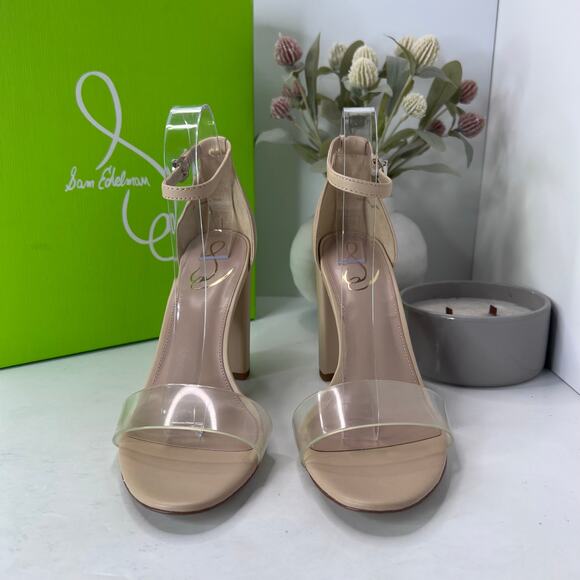 Sam Edelman Yaro Ankle Strap Block Heel Sandal Buckle Almond Women's 9.5 M - Picture 5 of 11